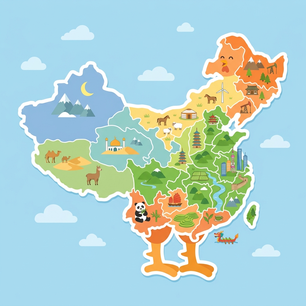 中國大公雞地圖部位對照